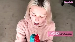 Maria Anjel's hypnotic oral skills with a giant gummy worm