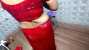 Young Indian woman pleasures herself in the shower