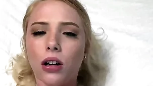 A young blonde with big boobs gets filled up in a POV-style Exploited Teens video