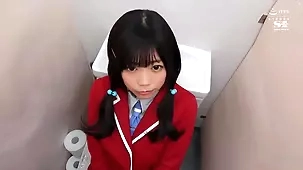 Miharu Usa's hidden pleasure in the Japanese schoolgirl's bathroom
