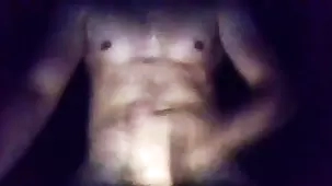 Adrien Faloni, amateur muscle teen, masturbates and ejaculates on his abdomen