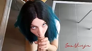 Young and seductive Ninja challenges you to make her cum quickly in doggystyle