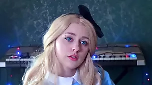 Petite blonde indulges in anal play with Alice in Wonderland-inspired cosplay