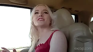 Skye's erotic car ride with a hot blonde babe