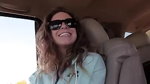 Esme's alluring charisma in a car