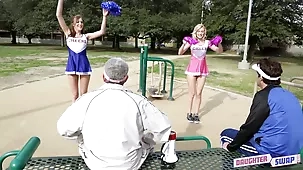 Cheerleader revives her father's mood with a sensual rendezvous