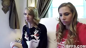 Blonde college girl's mischievous Christmas present with her lover