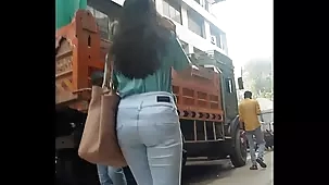 Indian milf squirts in public while wearing tight jeans