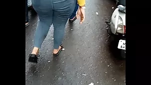 Indian college girl gets naughty in tight jeans and ass